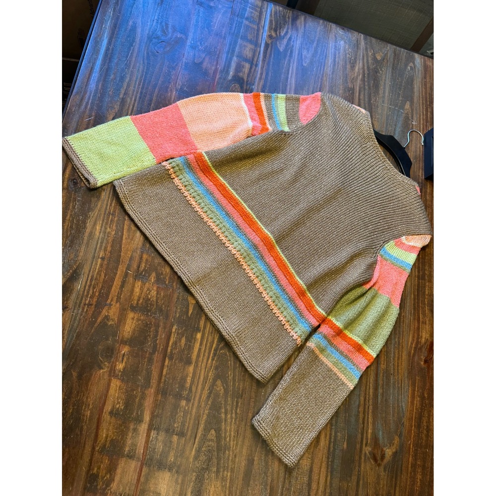 Crazy Horse Collection Colorful Cardigan Sweater Striped Colorblock Woman's Med. - Picture 10 of 10